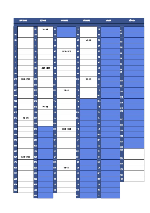 PLANNING WING MERCREDI