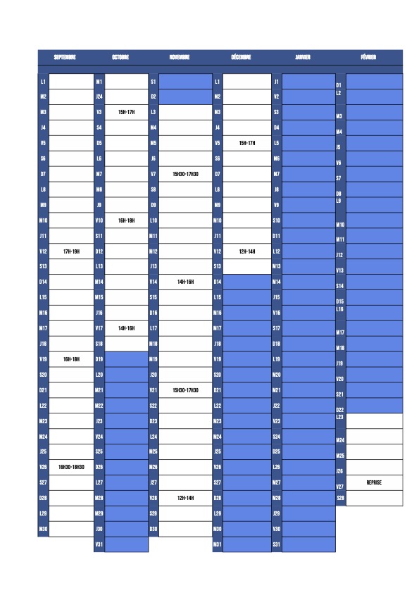 PLANNING WING VENDREDI