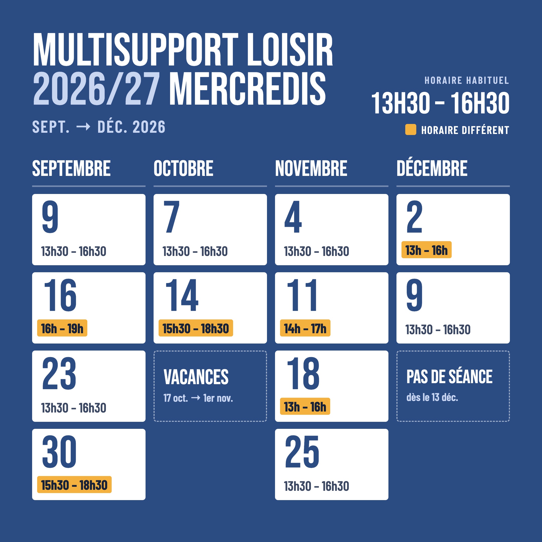 Les Plates 2026-27 - Multisupport Loisir · Mercredis