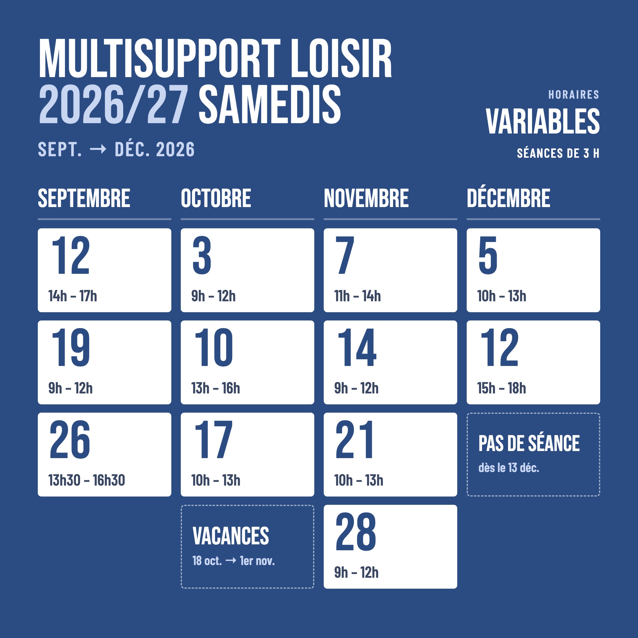 Les Plates 2026-27 - Multisupport Loisir · Samedis